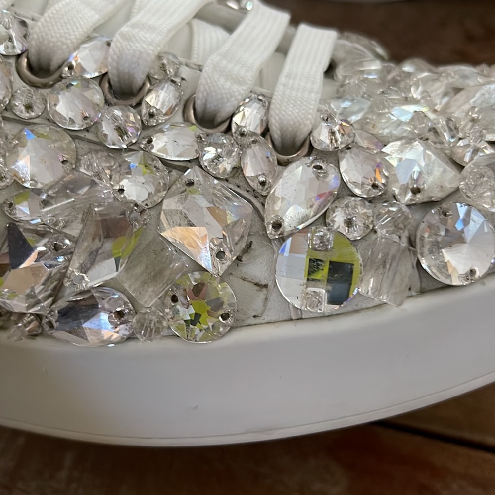 Dolce & Gabbana Portofino Crystal Embellished Leather Sneakers - Picture 10 of 16